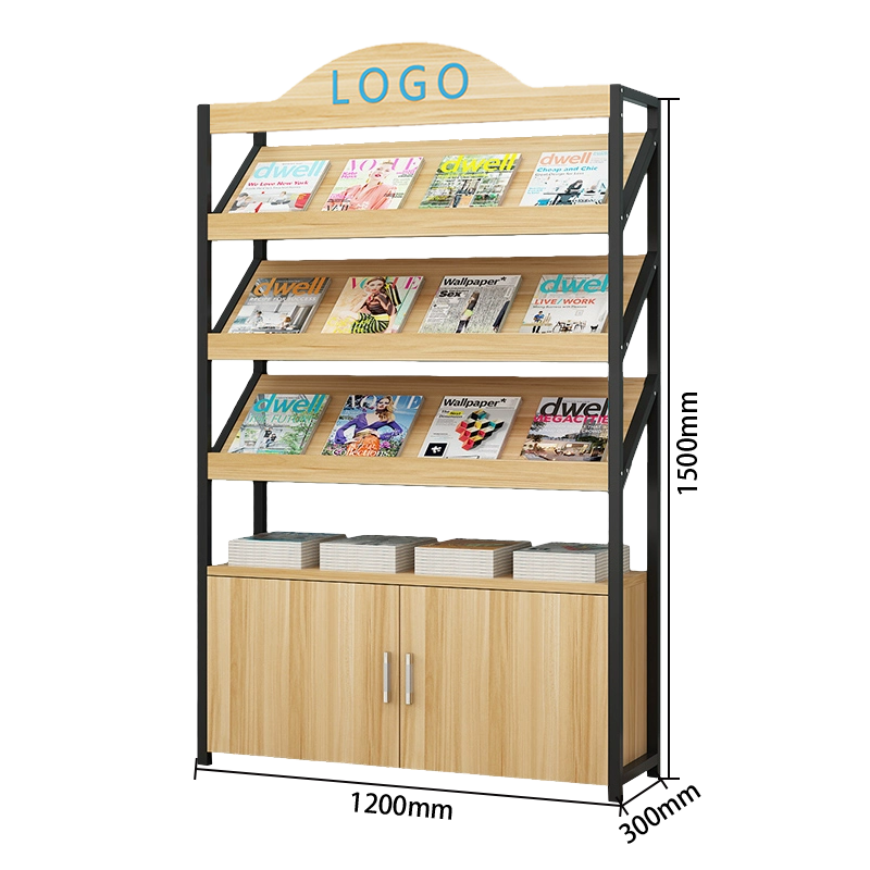 マガジンラック オフィス収納 収納ラック 雑誌ラック 図書館 店舗用 展覧会用 本棚 5段式 6段式 ライトウォールナット ZWJ-N001
