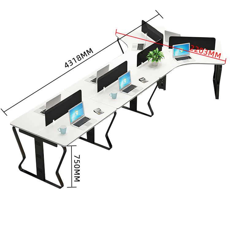 オフィスデスク ワークデスク 変形デスク 自由組み合わせ スチールフレーム 焼付塗装 シンプル ホワイト カスタマイズ可能 YGZ-N031