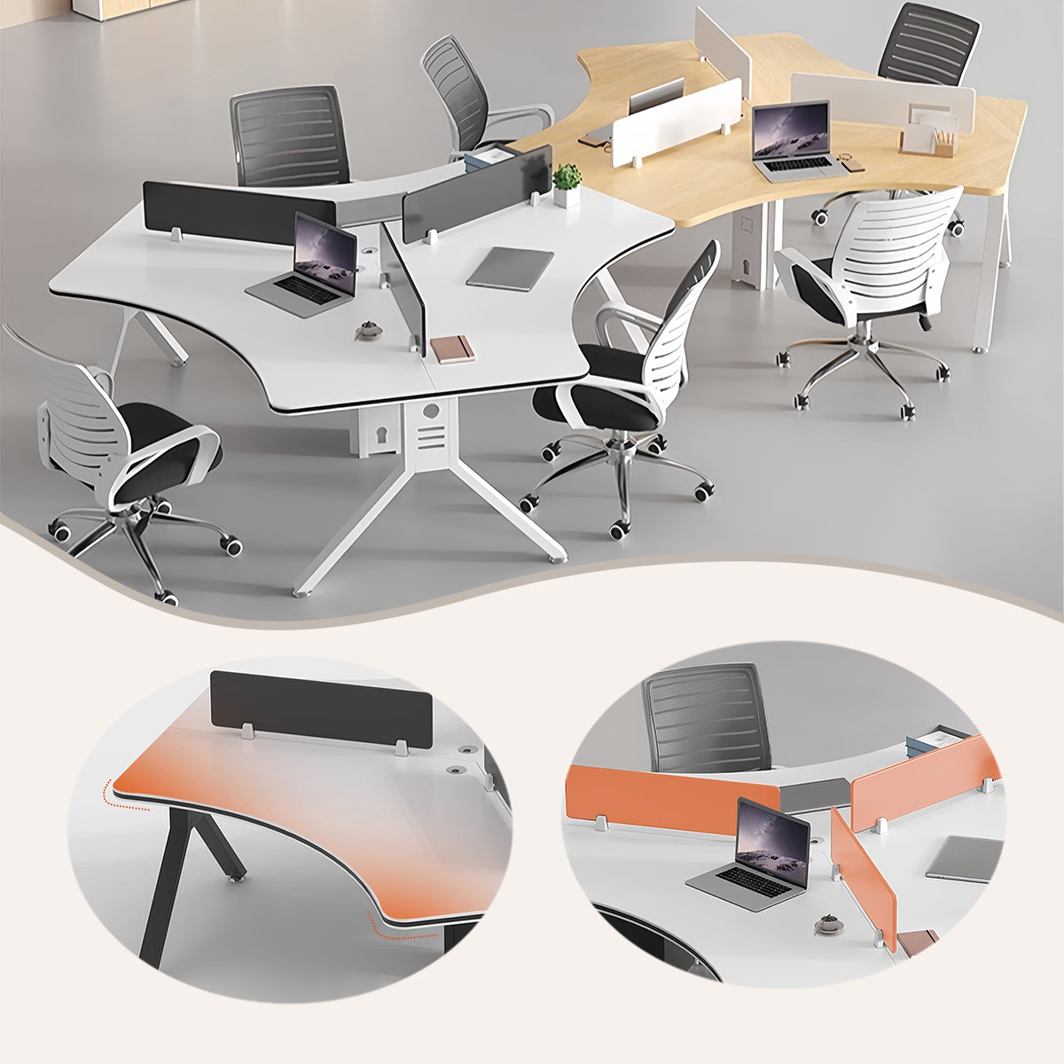 オフィステーブル ユニークなデザイン 配線穴 カウチソファ ファブリックソファ トップパネル 組立必要 多色選択可能 YGZ-N066