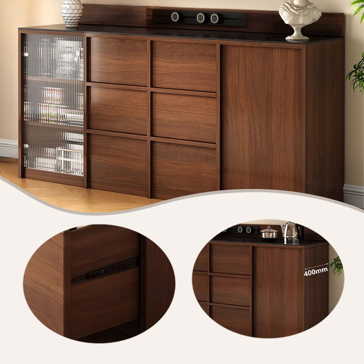 収納キャビネット ロッカー キャビネット ラック 木製棚 大容量収納 スライドレール 回転可能なコンセント 組立必要 JYCWG-N028