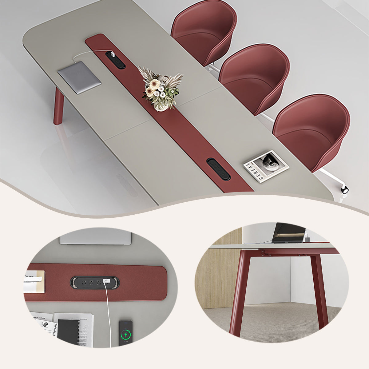 会議テーブル ミーティングテーブル オフィステーブル 会議用テーブル コンセント付き 広い天板 頑丈なフレーム 組立必要 HYZ-N088