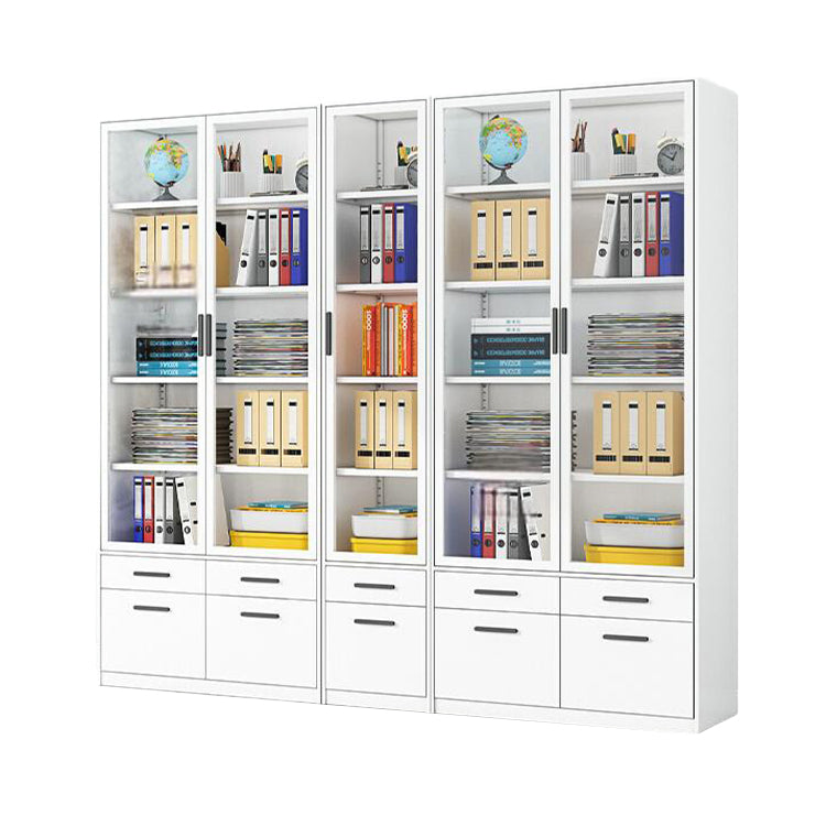 多目的な収納 壁面収納 ファイル収納 書類棚 オフィスキャビネット 大容量収納 引き出し ガラス扉 冷間加工鋼 ホワイト BGCWG-N065