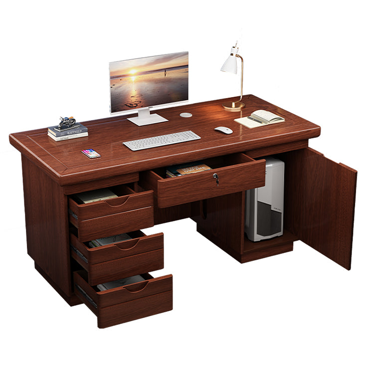 オフィステーブル 大容量収納 パソコンデスク 事務机 PCデスク 配線穴 幕板付き 組立必要 多色選択可能 YGZ-N084