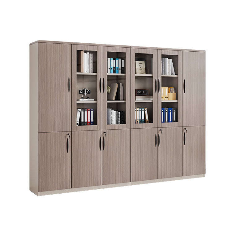 収納棚 壁面収納 ファイル収納 書類棚 オフィスキャビネット 大容量収納 鍵付き ガラス扉 カーキ カスタマイズ可能 BGCWG-N063