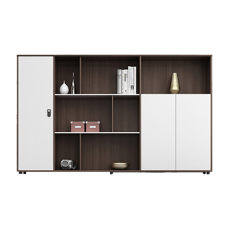収納棚 ファイル収納 書類棚 オフィスキャビネット オープン収納 アジャスター ダイヤル錠 ホワイト ウォールナット BGCWG-N072
