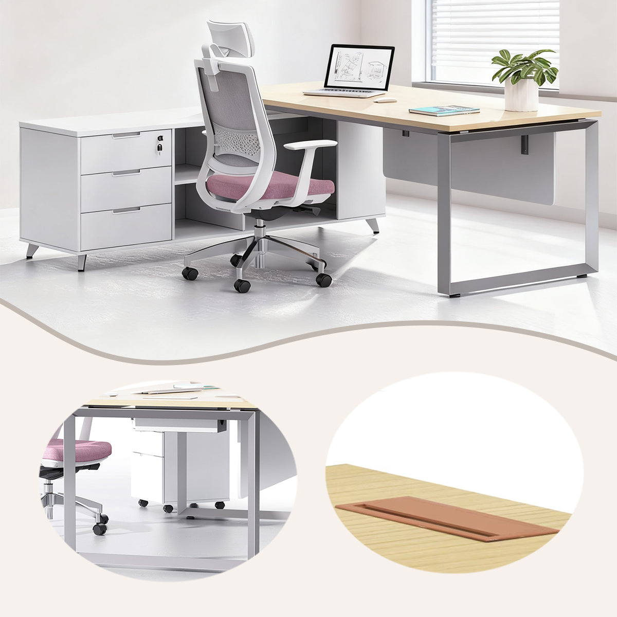 エグゼクティブデスク オフィスデスク パソコンデスク 社長室 幕板付き おしゃれ ナチュラル カスタマイズ可能 LBZ-YDD-N018