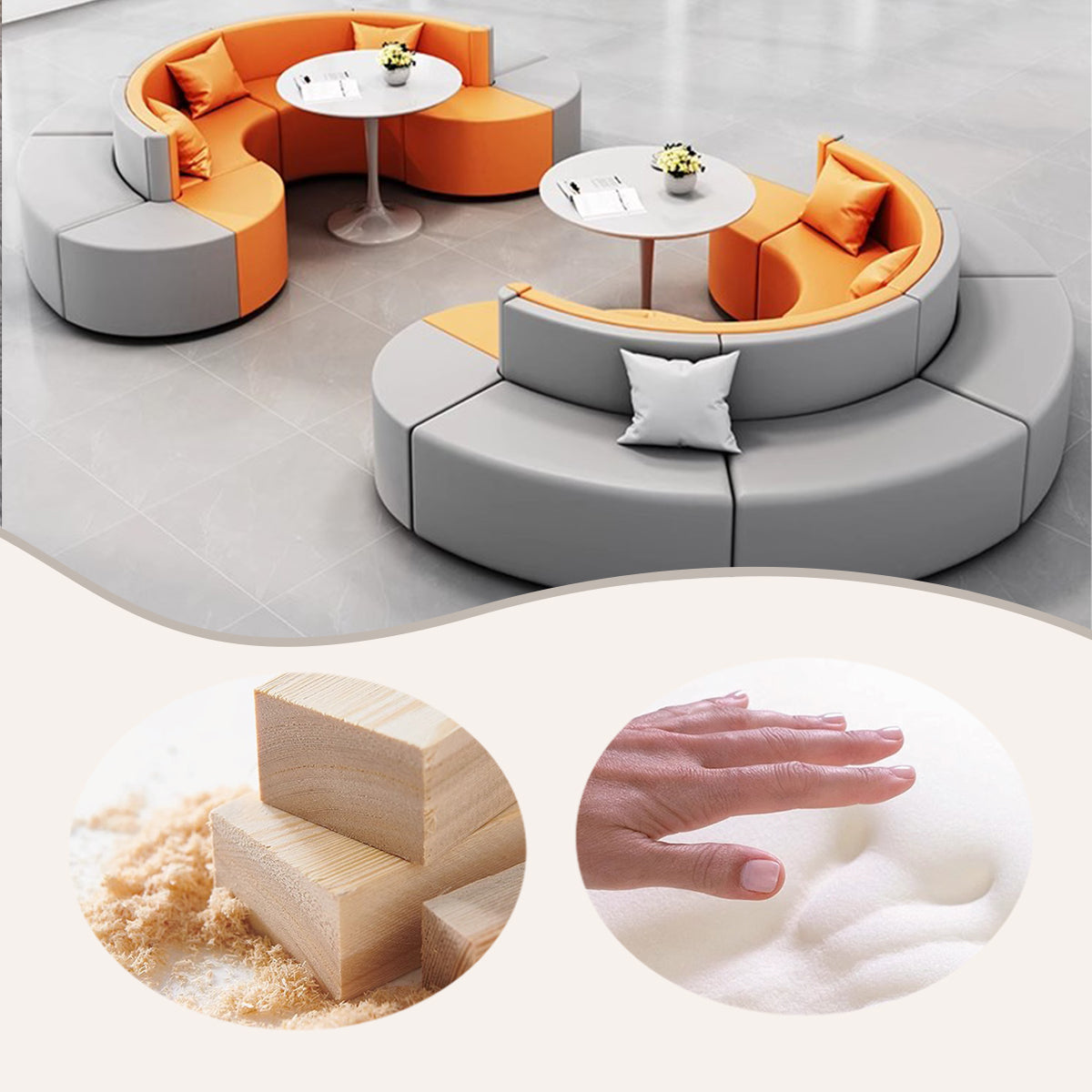 ベンチソファー モジュール式ソファ ソファセット 美容院 ロビー用 多人数 パイン材フレーム モダン カスタマイズ可能 JDSF-N037