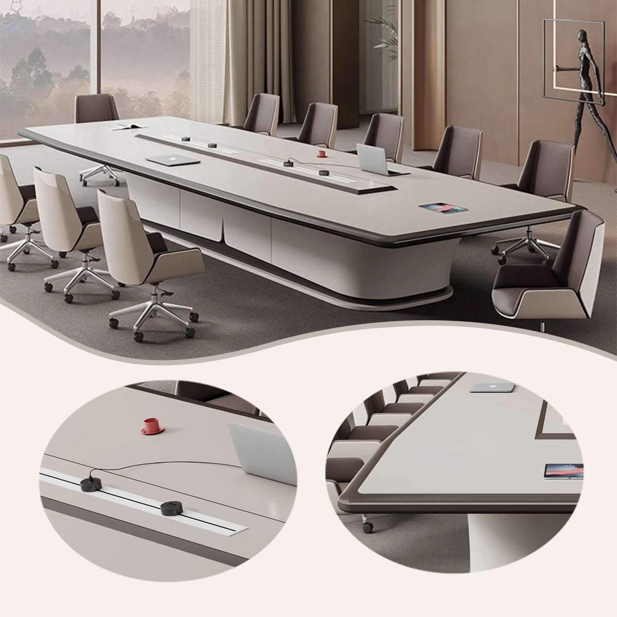 会議テーブル 大型ミーティングテーブル 広い空間 スライド式電源 極簡スタイル カスタマイズ可能 HYZ-N090