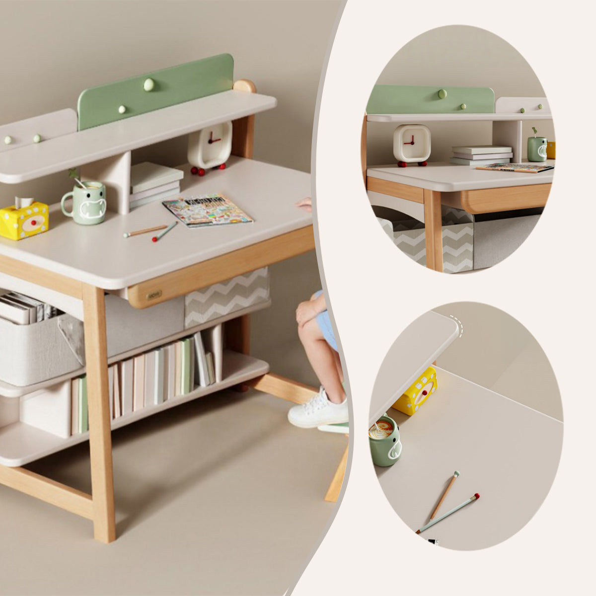学習机 勉強机 学習デスク マグネット吸着板 大容量収納 ほぞ構造 組立必要 在宅勤務 自宅用 ホワイト ナチュラル XXZ-N040