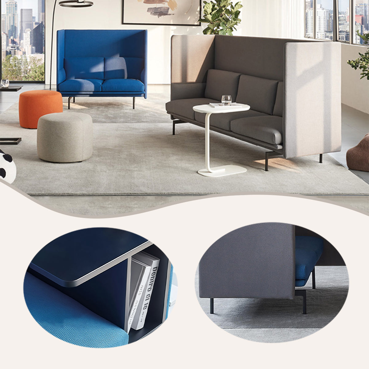 応接ソファ 応接セット ソファセット 屏風付き コンセント付き ウレタンフォーム充填 組立必要 応接室 役員室 JDSF-N040