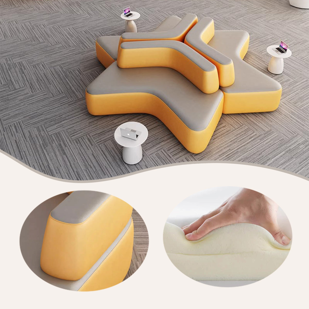 モジュール式ソファ ソファセット 商談ソファセット 美容院 ロビー用 多人数 レイアウト モダン グレー カスタマイズ可能 JDSF-N036