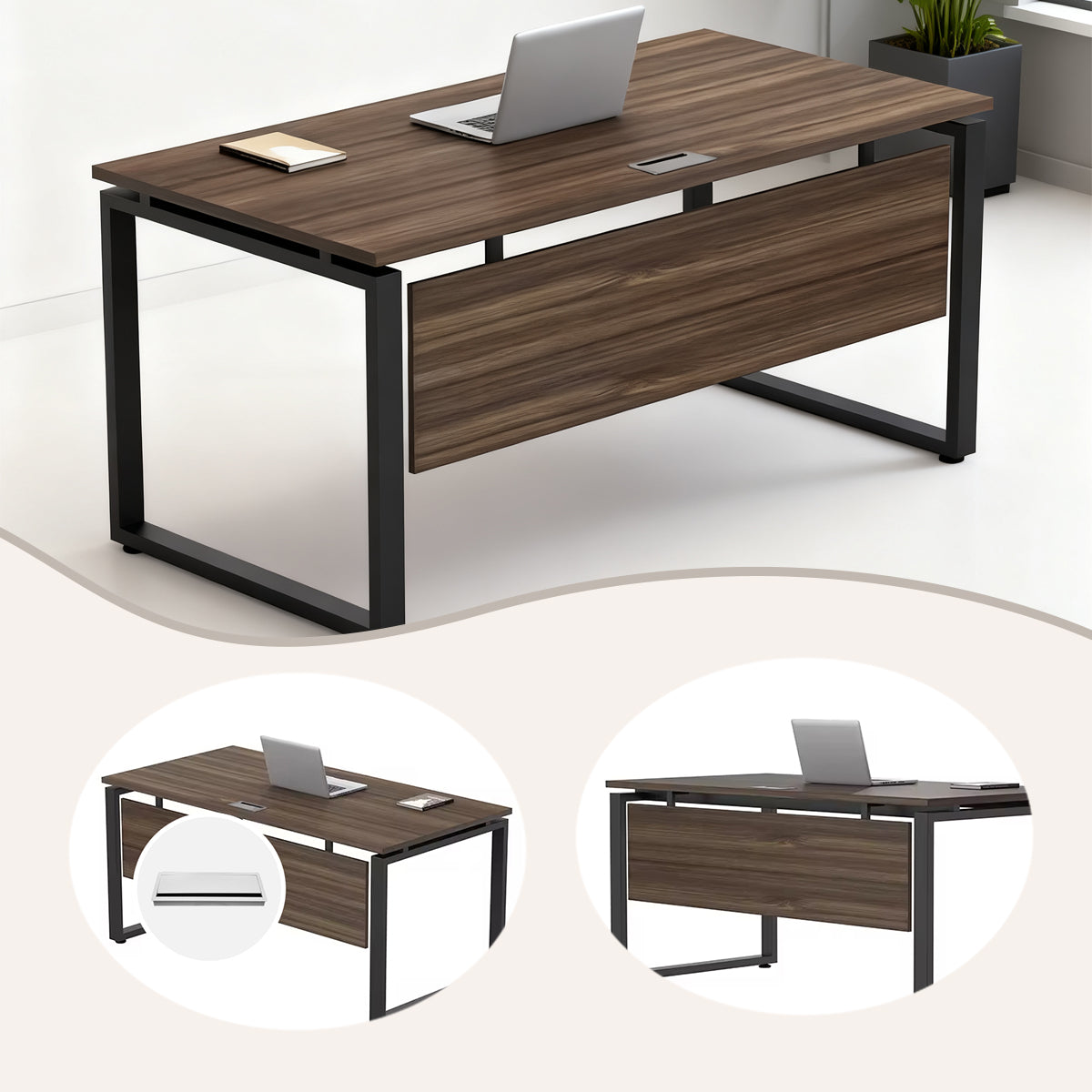 エグゼクティブデスク オフィスデスク 作業テーブル 幕板 アジャスター 安定感 ウォールナット カスタマイズ可能 LBZ-YDD-N017