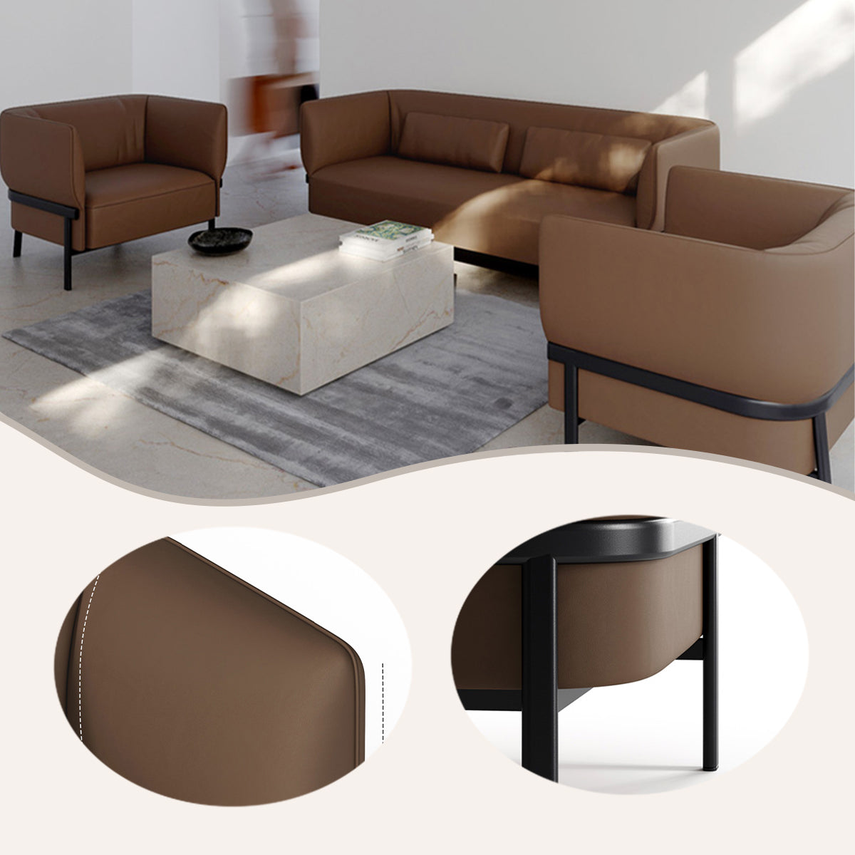 ソファセット ローバックソファ ストレートソファ 応接ソファ アームソファ リビング用 受付用 高反発ウレタンフォーム JDSF-N042