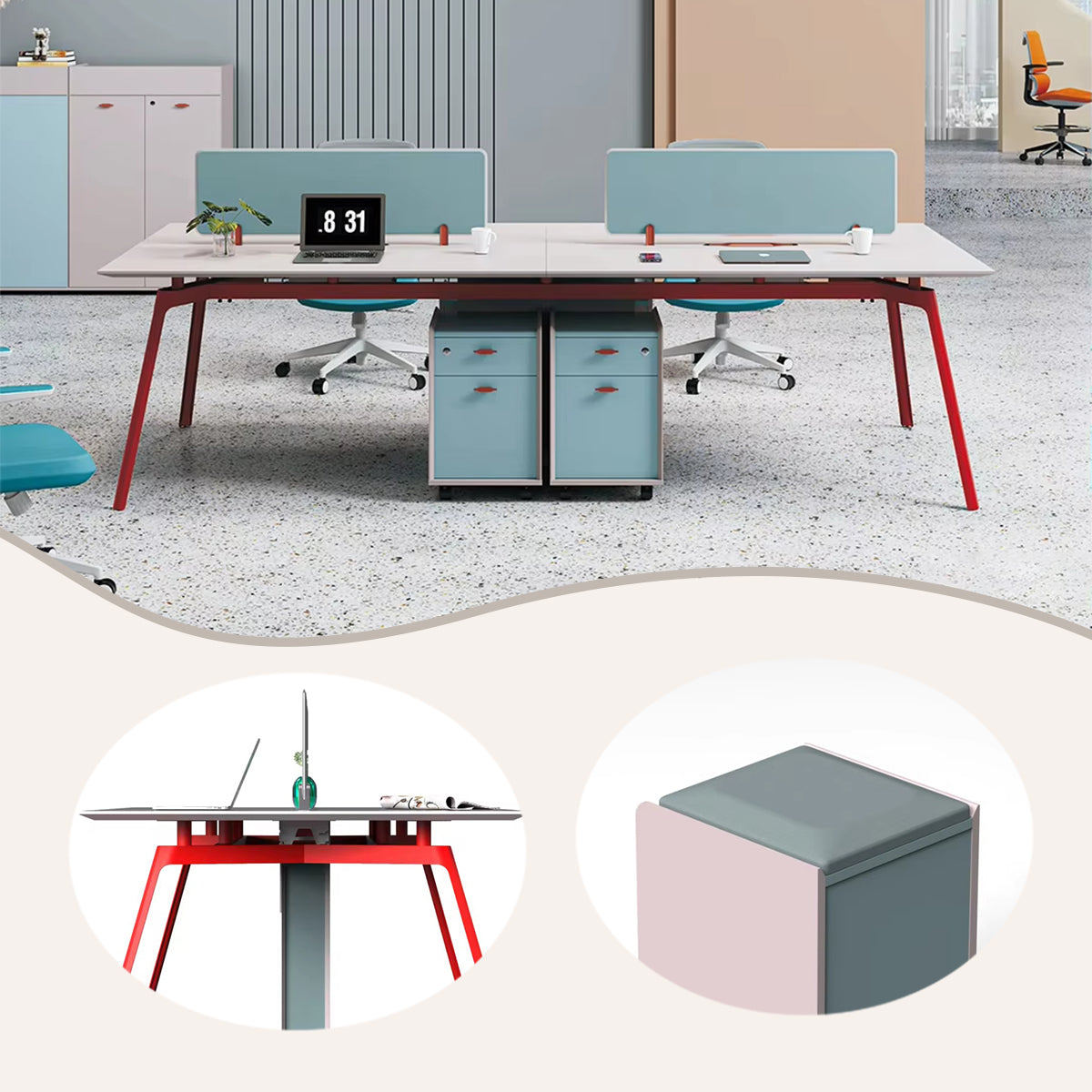 オフィスデスク ワークデスク 社員用デスク 事務用デスク 仕事用 作業用 サイドワゴン おしゃれ カスタマイズ可能 YGZ-BG-N003