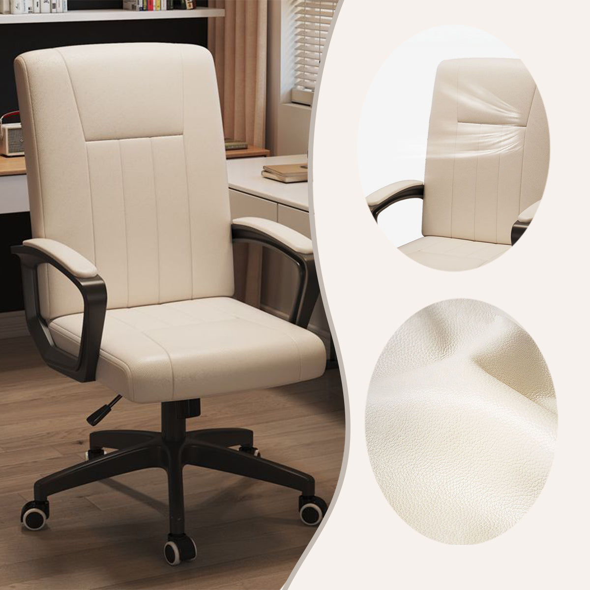 ワークチェア オフィスチェア 事務椅子 回転可能 キャスター付き ヘットレスト ファブリック カーキ カスタマイズ可能 LBY-N034