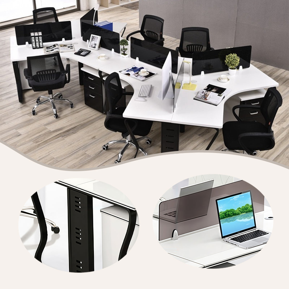 オフィスデスク 組み合わせ可能デスク ワークデスク パソコンデスク 事務所用 作業用 オフィス用 配線穴 ワゴン付き YGZ-N020