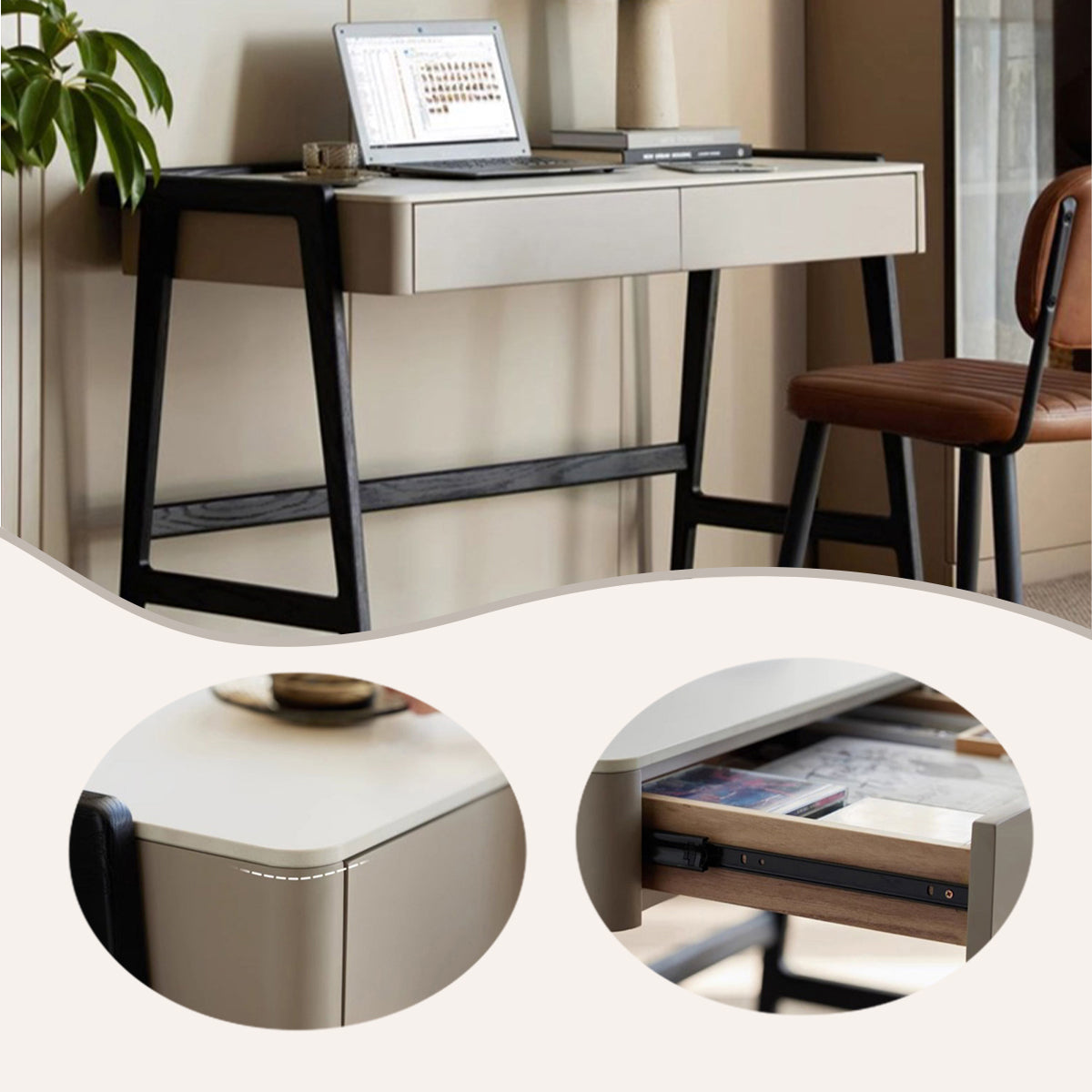 学習机 勉強机 学習デスク 大容量引き出し R加工 頑丈な脚部 広い天板 在宅勤務 テーブル 収納付き 自宅用 組立必要 XXZ-N023