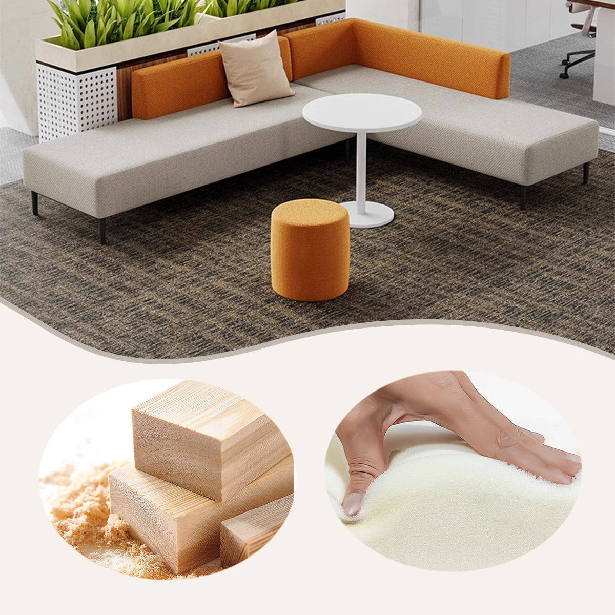 カウチソファセット ロータイプ ソファセット コーナーソファ 3人掛け 多人数 木製フレーム グレー カスタマイズ可能 JDSF-N034