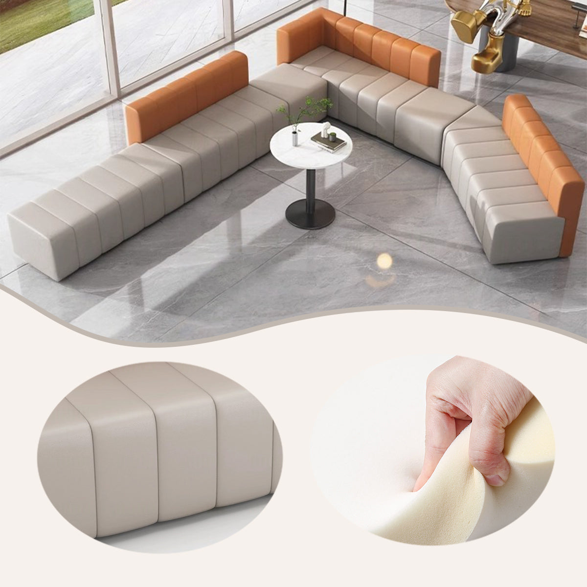 コーナーソファ モジュール式ソファ ソファセット 美容院 ロビー用 多人数 パイン材フレーム 洗練 カスタマイズ可能 JDSF-N038