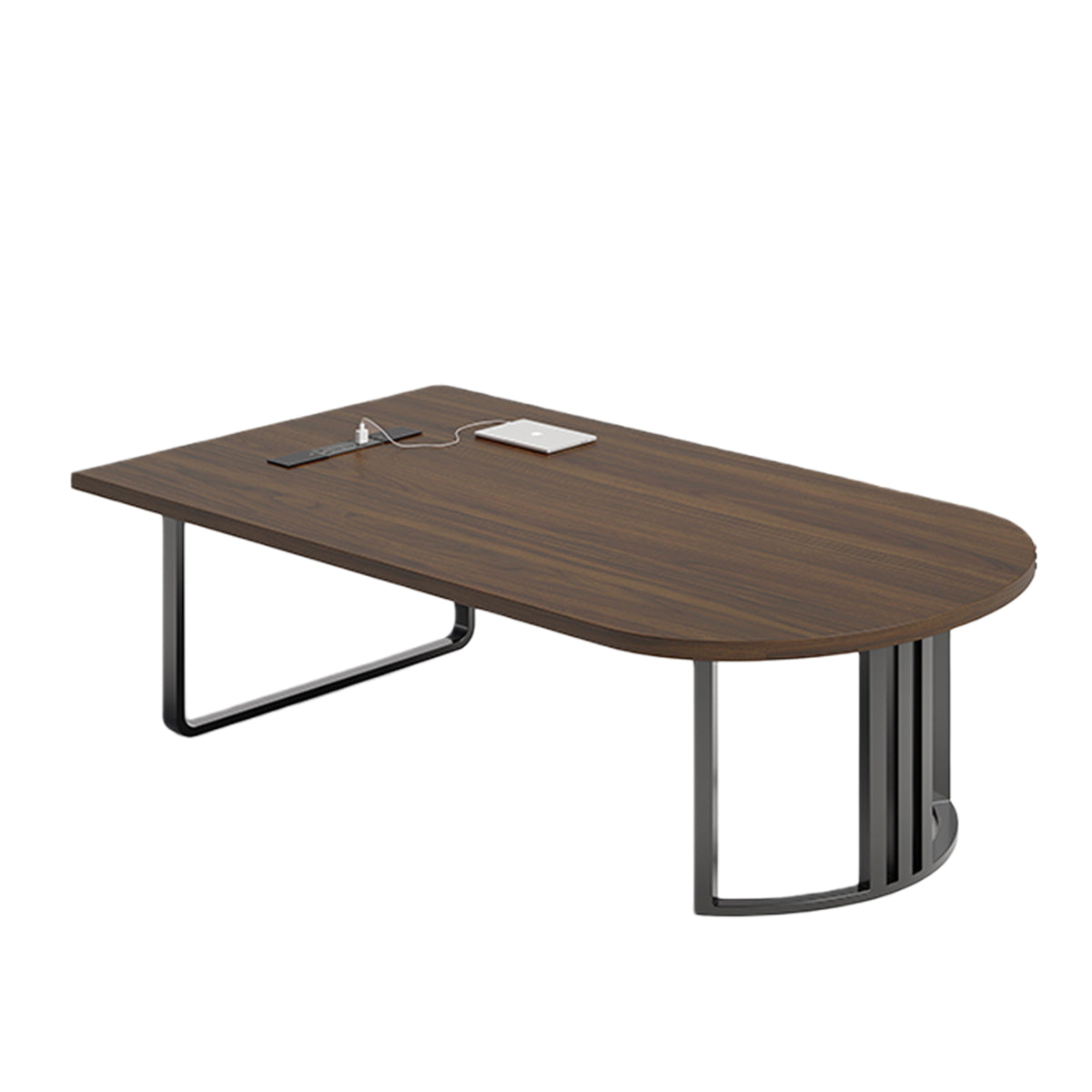 会議テーブル 内蔵式コンセント ユニークな天板 組立必要 カスタマイズ可能 ウォールナット HYZ-N066