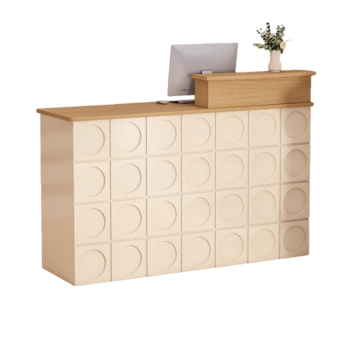 受付カウンター ユニークなデザイン エントランス受付 大容量収納 バーカウンター 頑丈なフレーム 組立必要 JDQT-N063