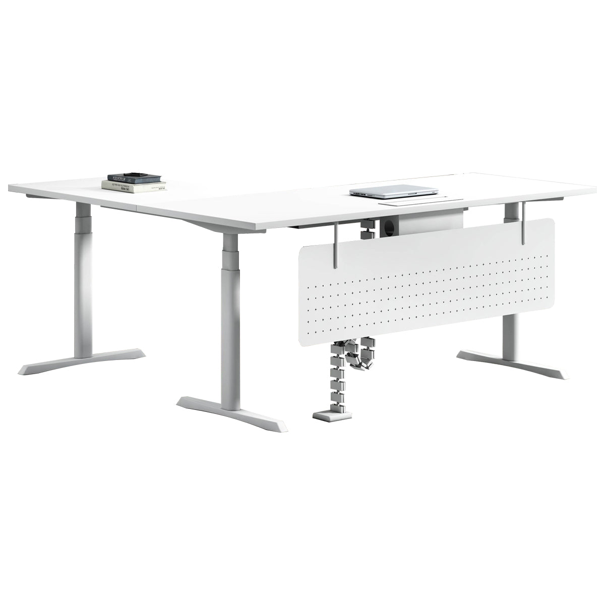 ワークデスク エグゼクティブデスク 社長机 昇降可能デスク L型デスク 作業用 社長室 広い天板 焼付塗装 幕板付き 便利 丈夫 機能性 ユニーク モダン ホワイト カスタマイズ可能 LBZ-YDD-N004