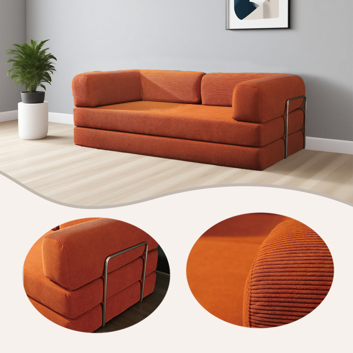 ソファ アームソファ リビング ロータイプ 人間工学 広い座面 フィット感 柔軟性 ゆったり オレンジ カスタマイズ可能 YSSF-N004