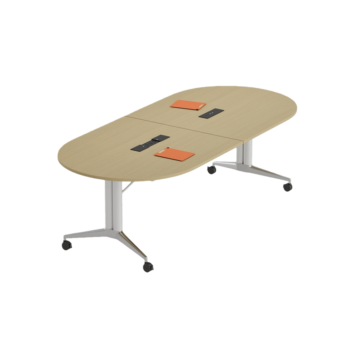 会議テーブル 内蔵式コンセント 丈夫な脚部 キャスター付き 組立必要 カスタマイズ可能 多色選択可能 HYZ-N062