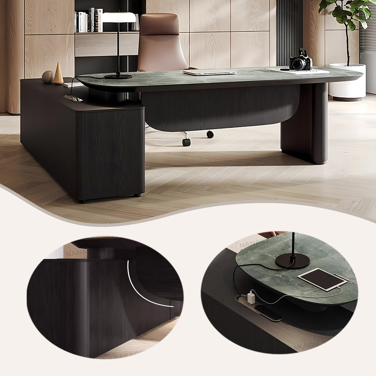 エグゼクティブデスク　ワークデスク　オフィスデスク　パソコンデスク　L型デスク　事務用　作業用　仕事用　引き出し収納　LBZ-N062