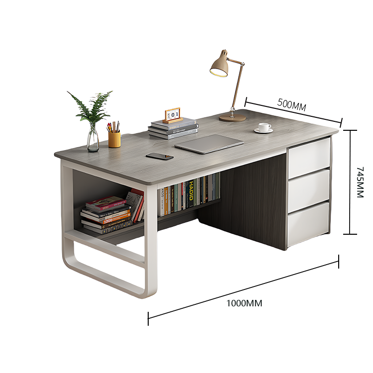 片袖机　パソコンデスク　デスク　学習デスク　作業デスク　室内　作業用　仕事用　収納　下肢空間　簡素　シンプル　グレー　XXZ-N004