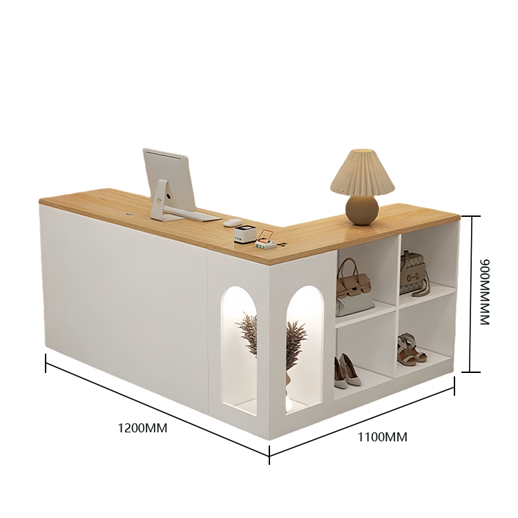 受付カウンター,レジカウンター,L字型天板,エントランス受付