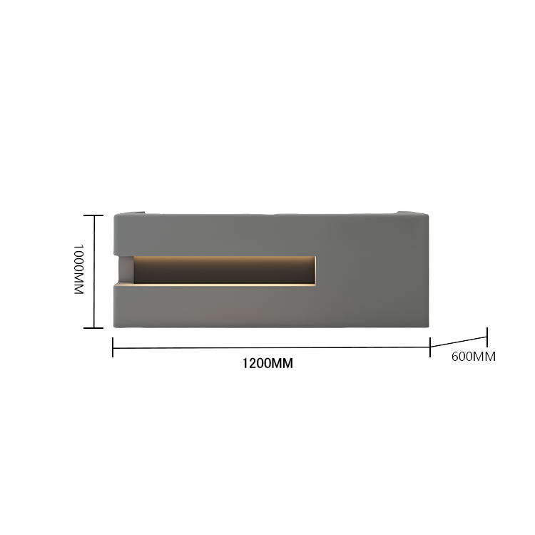 受付カウンター　レジカウンター　受付台　エントランス受付　大型　サロン　大容量　グレー　カスタマイズ可能　JDQT-BODS-N014