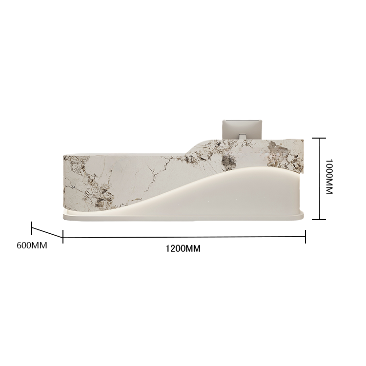 受付カウンター　レジカウンター　受付台　エントランス受付　サロン　引き出し　大容量　グレー　カスタマイズ可能　JDQT-BODS-N015