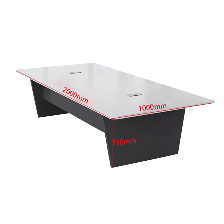 会議テーブル　ミーティングテーブル　会議机　会議室　配線ボックス　エッジ加工　エコボード　ホワイト　カスタマイズ可能　HYZ-N001