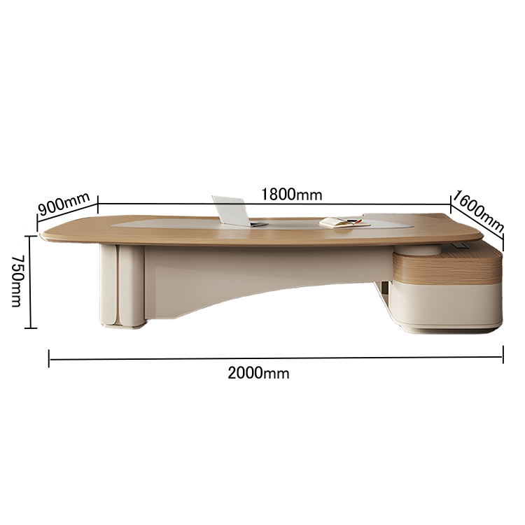 エグゼクティブデスク　ワークデスク　オフィスデスク　Ｒ加工　ダイヤル錠　配線ボックス　ウォールナット　カスタマイズ可能　LBZ-N042