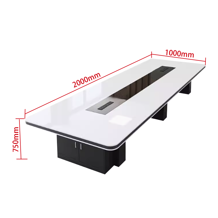 会議テーブル　ミーティングテーブル　大型会議テーブル　会議室　エッジ加工　鏡面仕上げ　シンプル　ホワイト　カスタマイズ可能　HYZ-N011