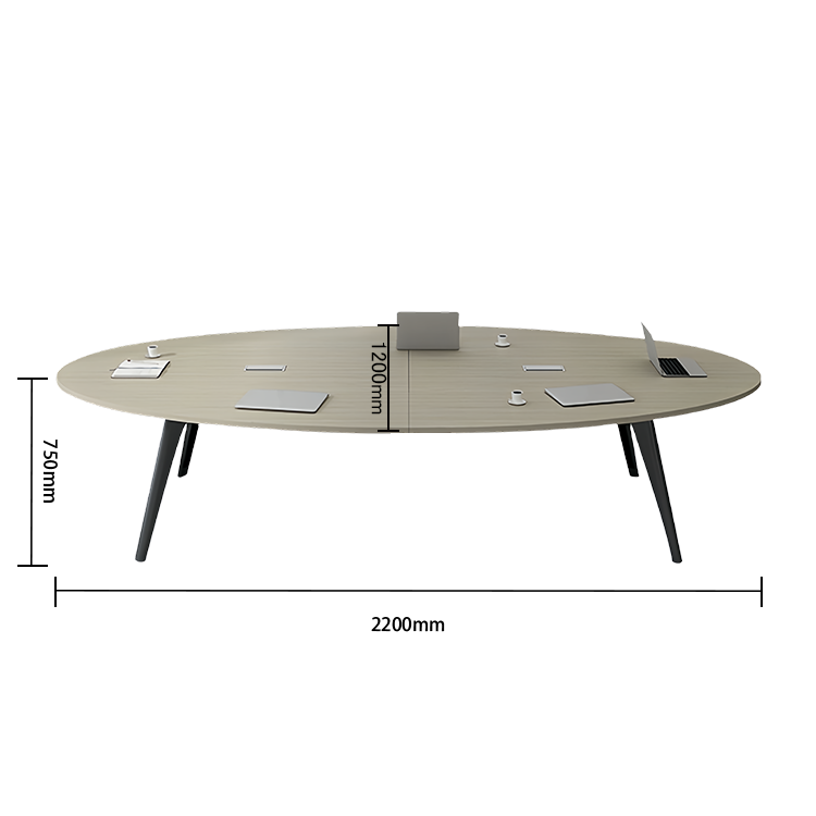 会議テーブル　ミーティングテーブル　楕円形テーブル　トレーニングテーブル　スチールフレーム　ウォールナット　カスタマイズ可能　HYZ-N022