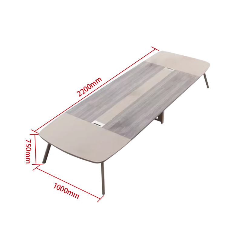 会議テーブル　バイカラーテーブル　ミーティングテーブル　会議室　配線ボックス　炭素鋼フレーム　シンプル　カスタマイズ可能　HYZ-N009