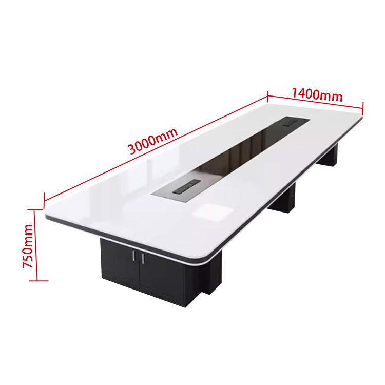 会議テーブル　ミーティングテーブル　大型会議テーブル　会議室　エッジ加工　鏡面仕上げ　シンプル　ホワイト　カスタマイズ可能　HYZ-N011