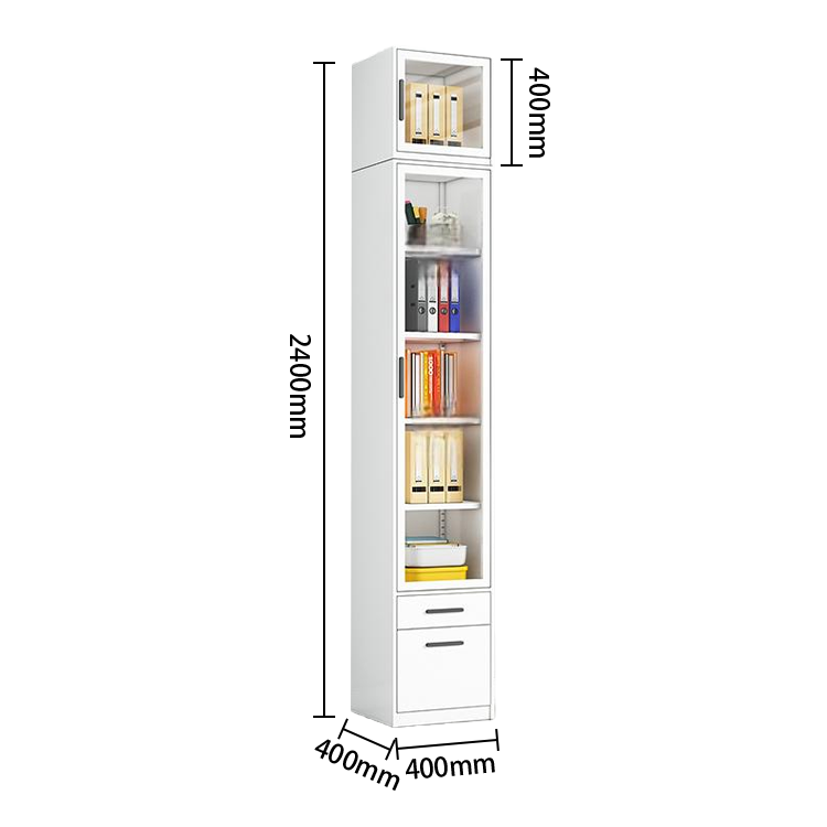 多目的な収納　壁面収納　ファイル収納　書類棚　オフィスキャビネット　大容量収納　引き出し　ガラス扉　冷間加工鋼　ホワイト　BGCWG-N065