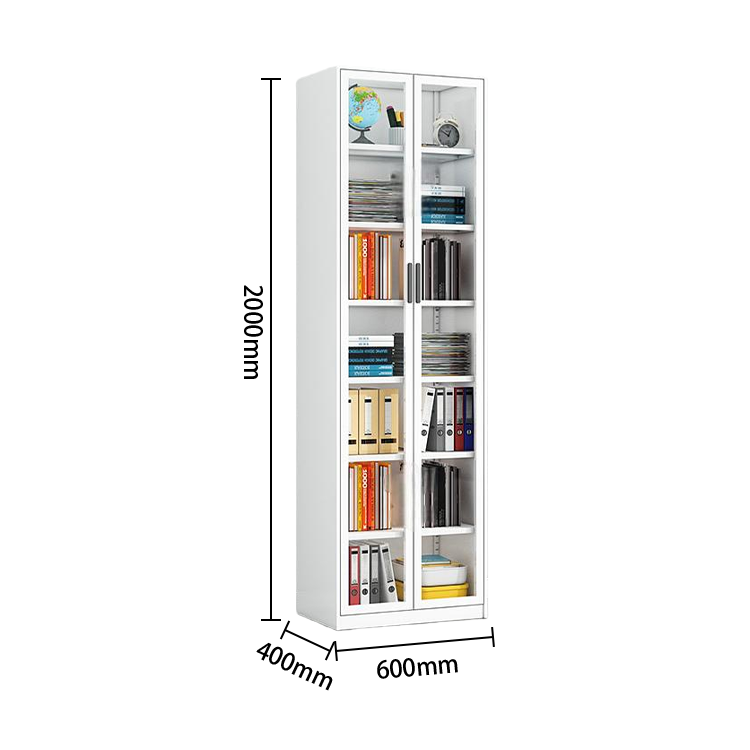 多目的な収納　壁面収納　ファイル収納　書類棚　オフィスキャビネット　大容量収納　引き出し　ガラス扉　冷間加工鋼　ホワイト　BGCWG-N065