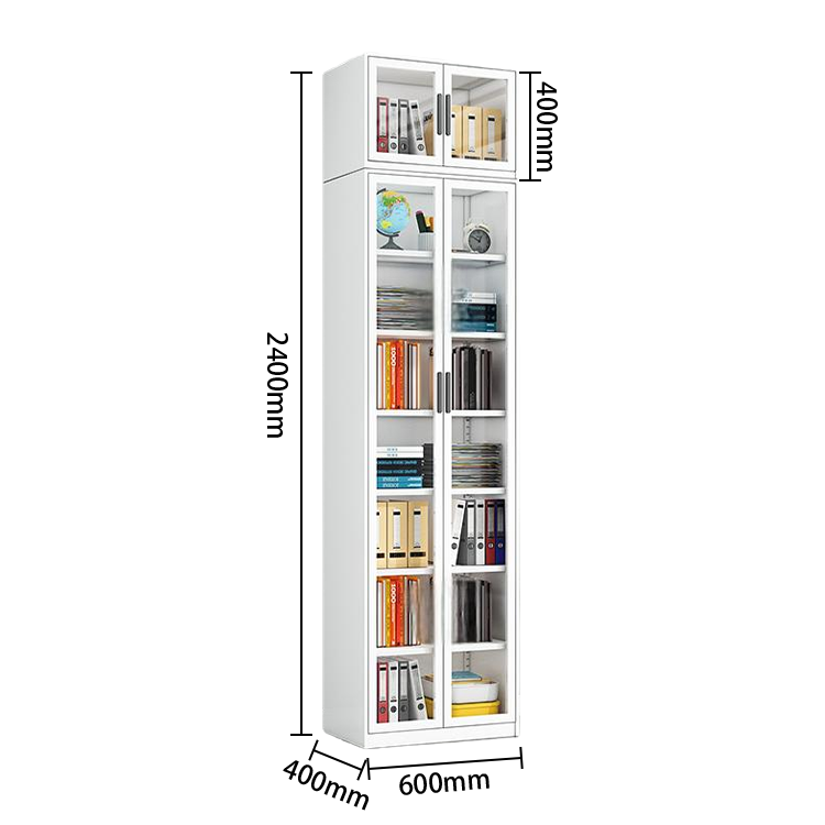 多目的な収納　壁面収納　ファイル収納　書類棚　オフィスキャビネット　大容量収納　引き出し　ガラス扉　冷間加工鋼　ホワイト　BGCWG-N065