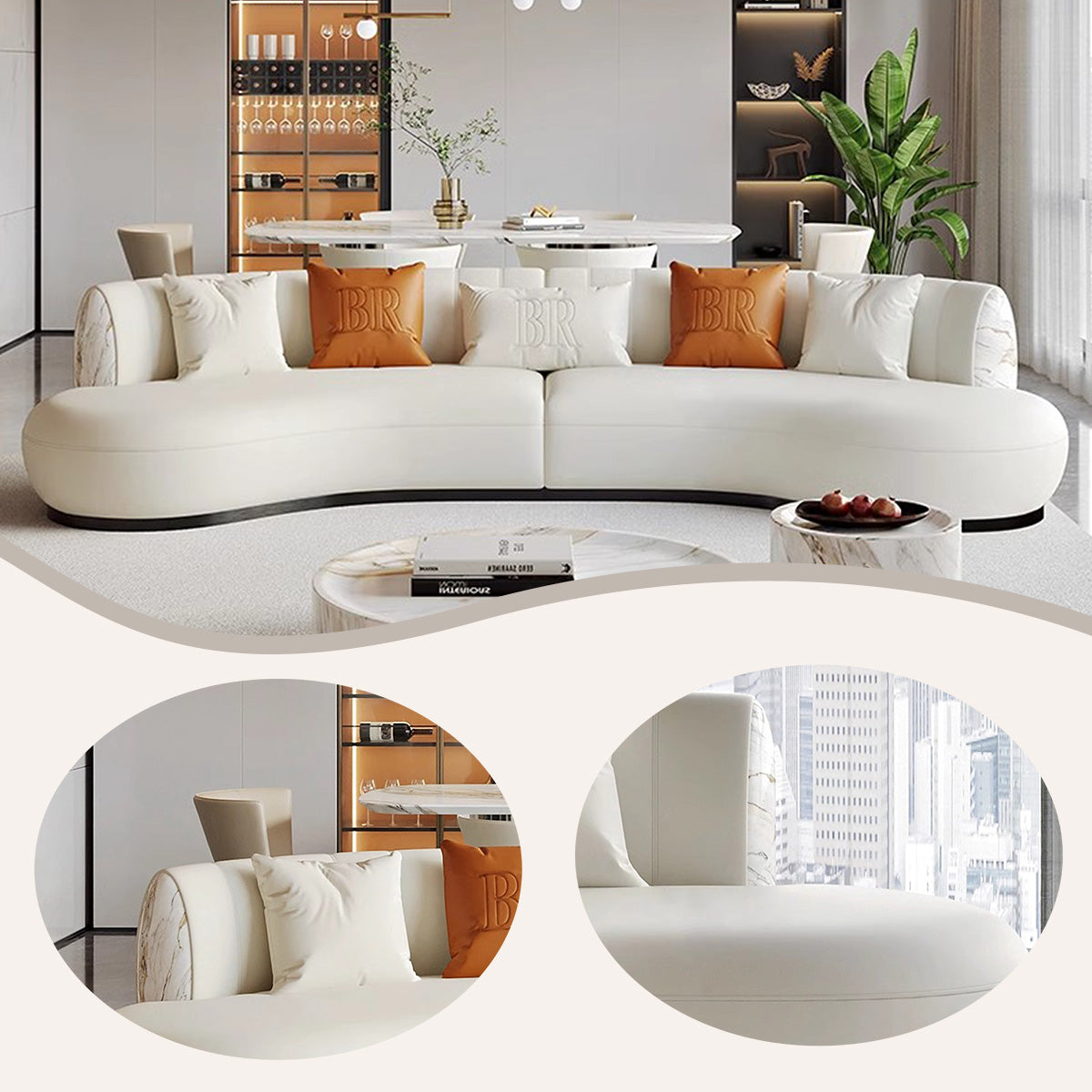 ソファ　リビングソファ　大型　高級ソファ　高密度ウレタンフォーム充填　レザー　カスタマイズ可能　多色選択可能　JYSF-N003