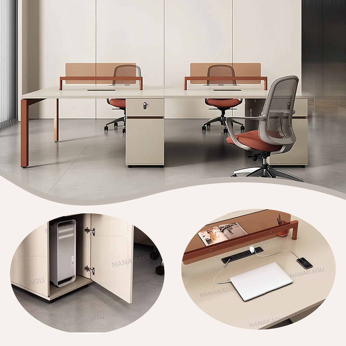 オフィスデスク　パソコンデスク　仕事用デスク　作業机　ワークデスク　事務用　仕事用　丈夫な脚　ダイヤル錠付き　仕切りパネル　YGZ-N045