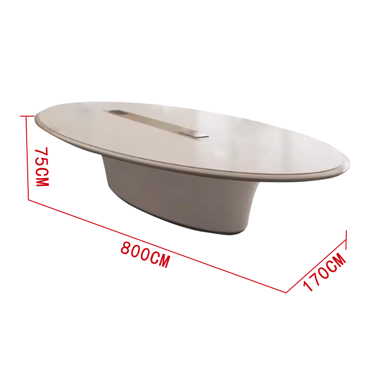 会議用テーブル　楕円デスク　ミーティングテーブル　会議室用　事務用　相談用　オフィステーブル　エコボード　Ｒ加工　配線ボックス　焼付塗装　二重天板　厚手　 高品質　シンプル　心地よい感じ　カスタマイズ可能　HYZ-N019