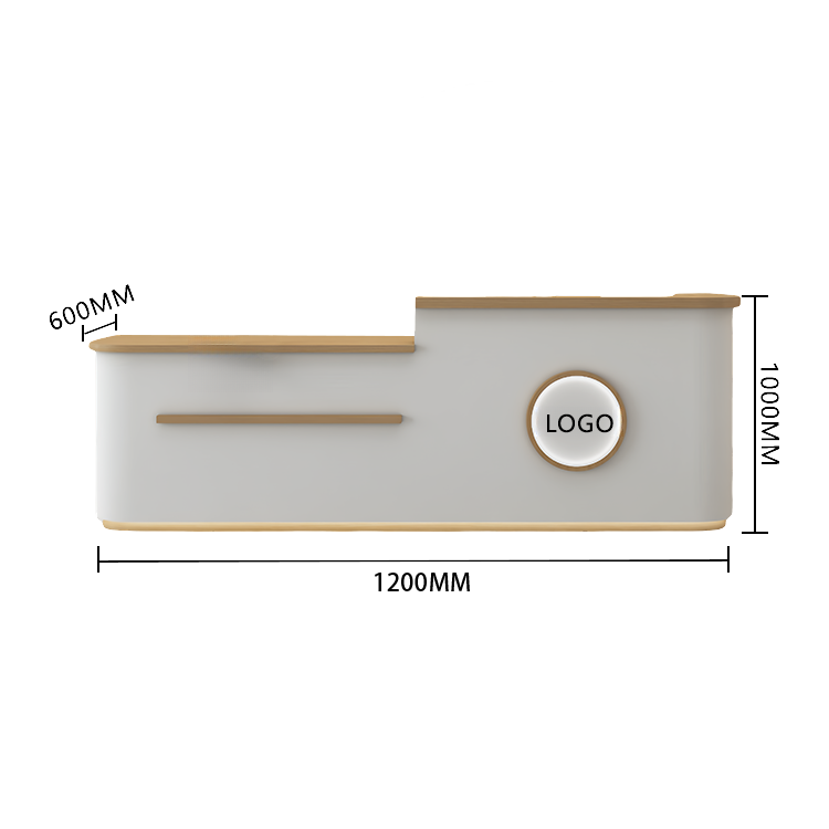 受付カウンター　レジカウンター　大型　受付台　店舗用　サロン　大容量収納　丈夫　ベージュ　カスタマイズ可能　JDQT-BODS-N005