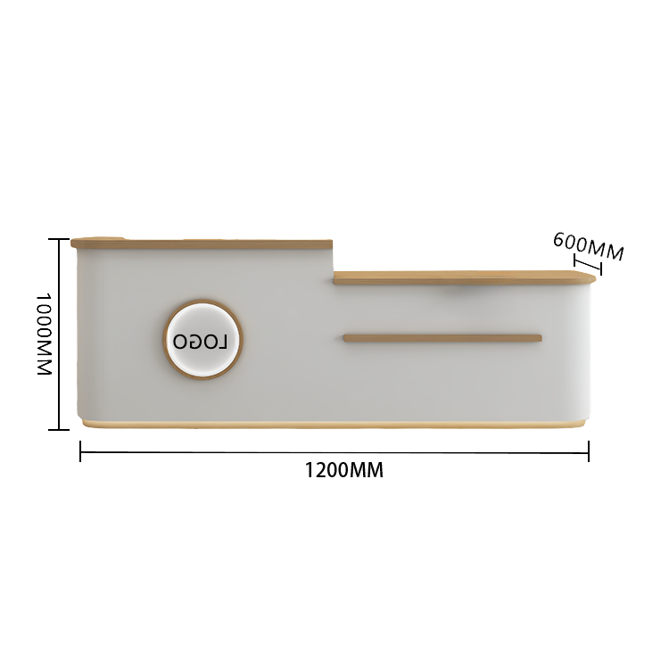 受付カウンター　レジカウンター　大型　受付台　店舗用　サロン　大容量収納　丈夫　ベージュ　カスタマイズ可能　JDQT-BODS-N005
