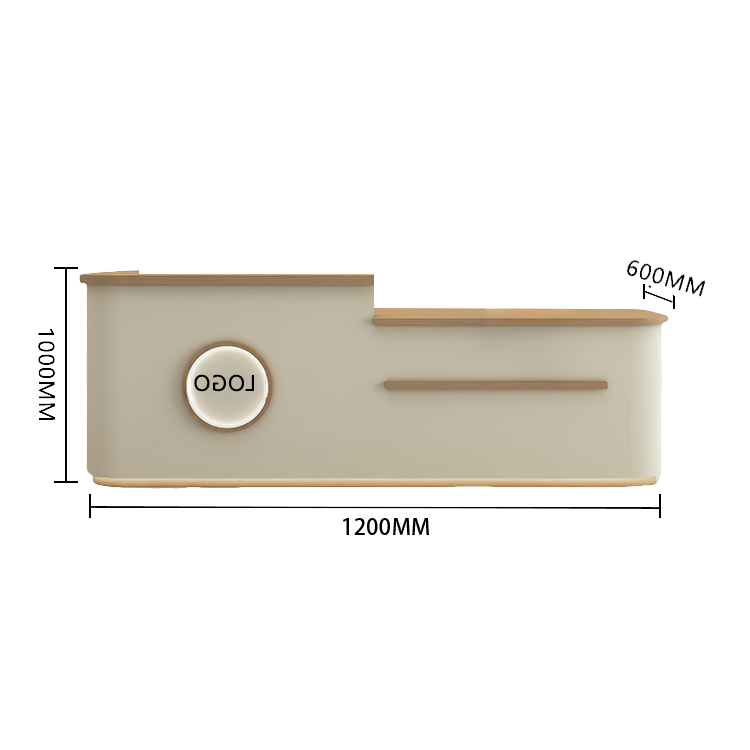 受付カウンター　レジカウンター　大型　受付台　店舗用　サロン　大容量収納　丈夫　ベージュ　カスタマイズ可能　JDQT-BODS-N005