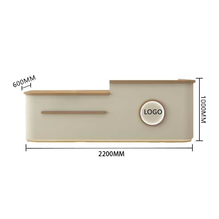 受付カウンター　レジカウンター　大型　受付台　店舗用　サロン　大容量収納　丈夫　ベージュ　カスタマイズ可能　JDQT-BODS-N005
