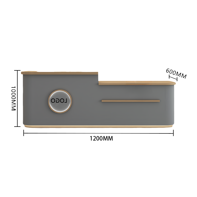 受付カウンター　レジカウンター　大型　受付台　店舗用　サロン　大容量収納　丈夫　ベージュ　カスタマイズ可能　JDQT-BODS-N005